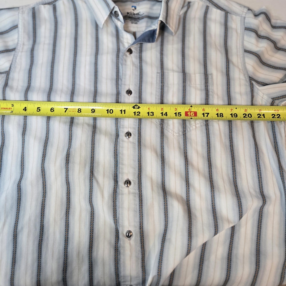 Kuhl Blue and Gray Striped Button-Down Shortsleeve Size Lg‎ Outdoor - Picture 5 of 11